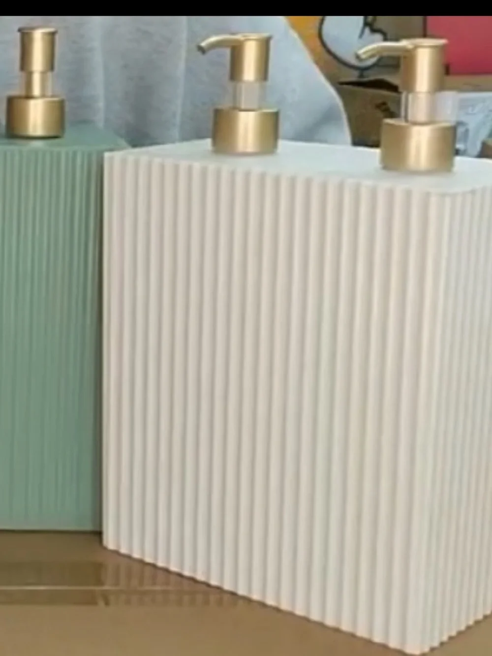 Gold refillable Ribbed shampoo & conditioner (soap & lotion) Dispensers